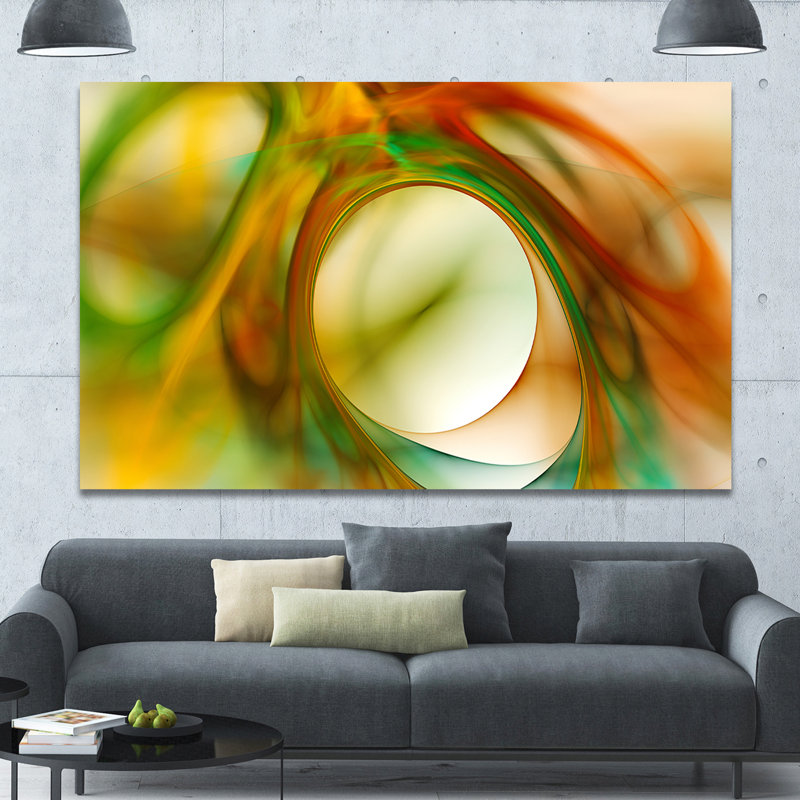 Impression sur toile tendue avec motif texturé vert psychédélique, H 20 po x l 20 po x P 1 po