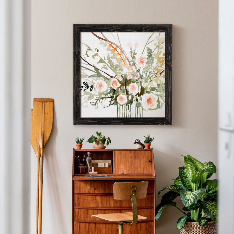 Fleurs de foraged II-imprimé, H 21 po x l 21 po x P 1 po, Toile avec cadre noir