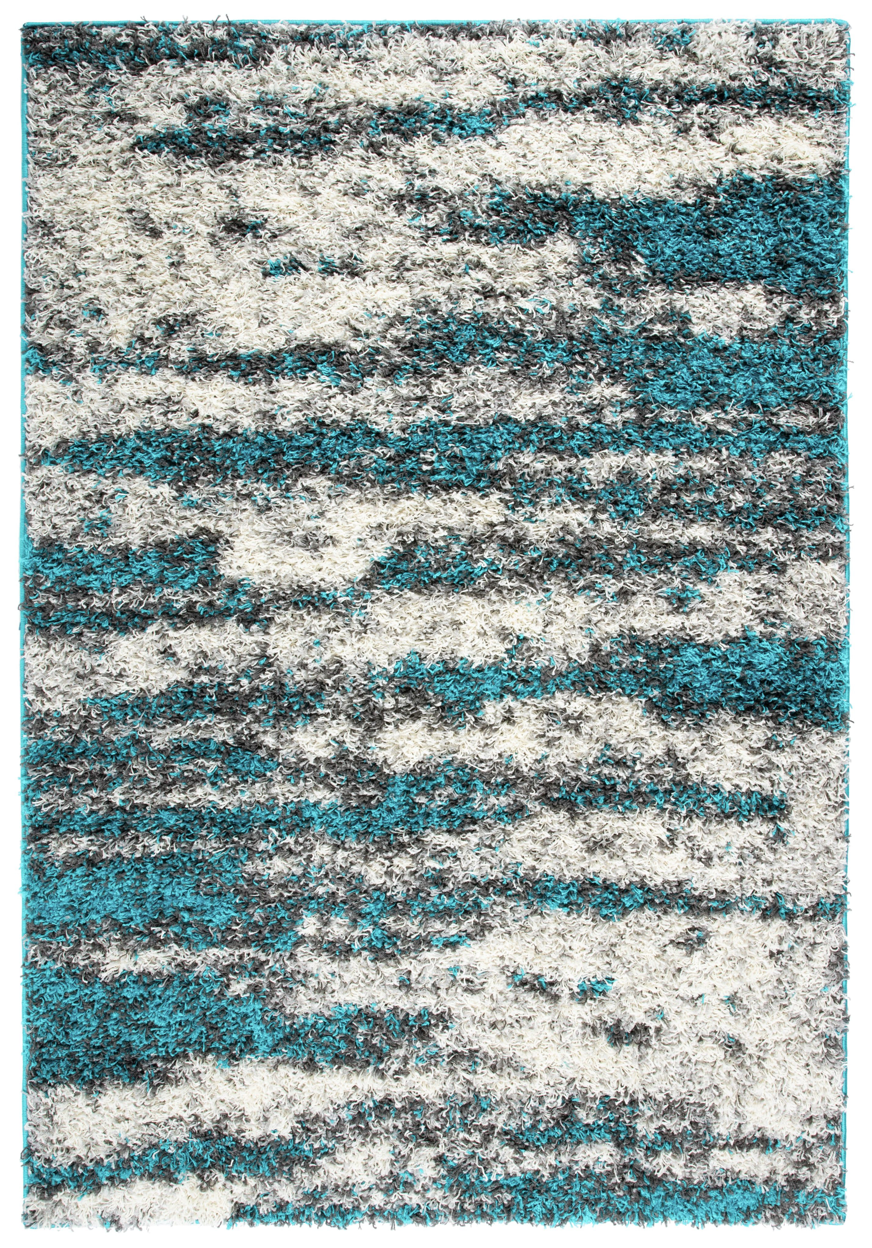 17 Stories Solana Shag Turquoise/Gray/Ivory Area Rug & Reviews | Wayfair