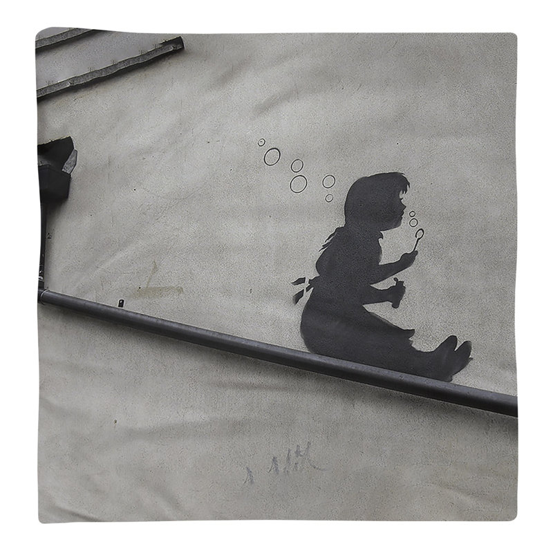 Banksy Graffiti No Pattern Square Napkin, 10" x 10", Cotton Twill