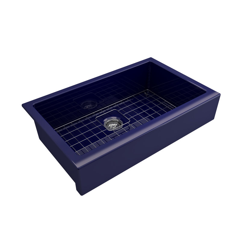 Nuova Pro 34 in. L Dual Mount Single Basin Kitchen Sink, Sapphire Blue