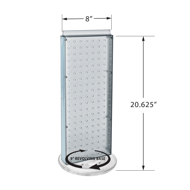 Revolving 8"W x 20.625"H Pegboard Counter Display w/16 4"Hooks