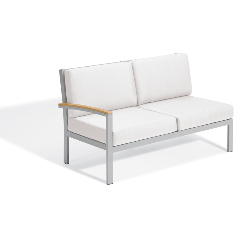 Travira Outdoor - Seat Patio Sectional, Midnight Blue, Natural Tekwood