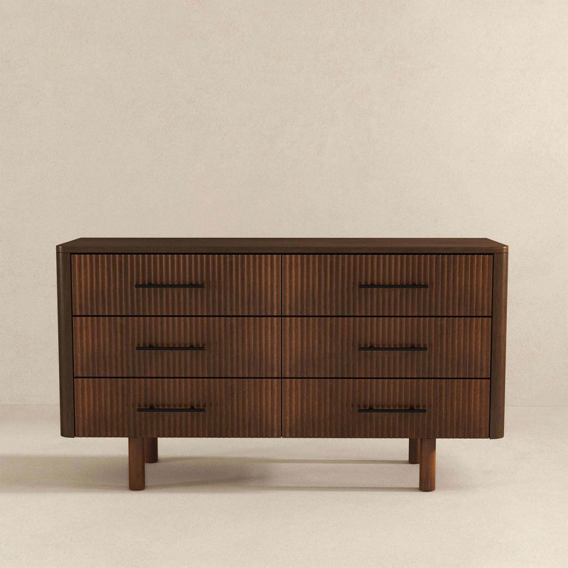 Corrigan Studio® Logan Mid Century Modern Walnut Dresser With 6 Drawers | Wayfair