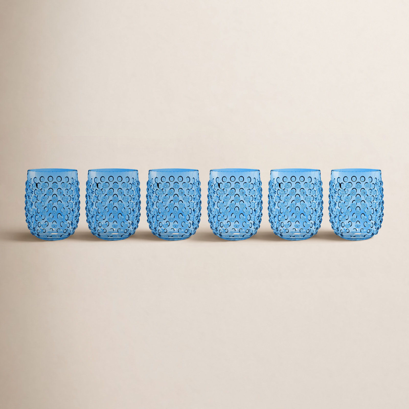 Hobnail Acrylic Stemless Wine Glass, Blue
