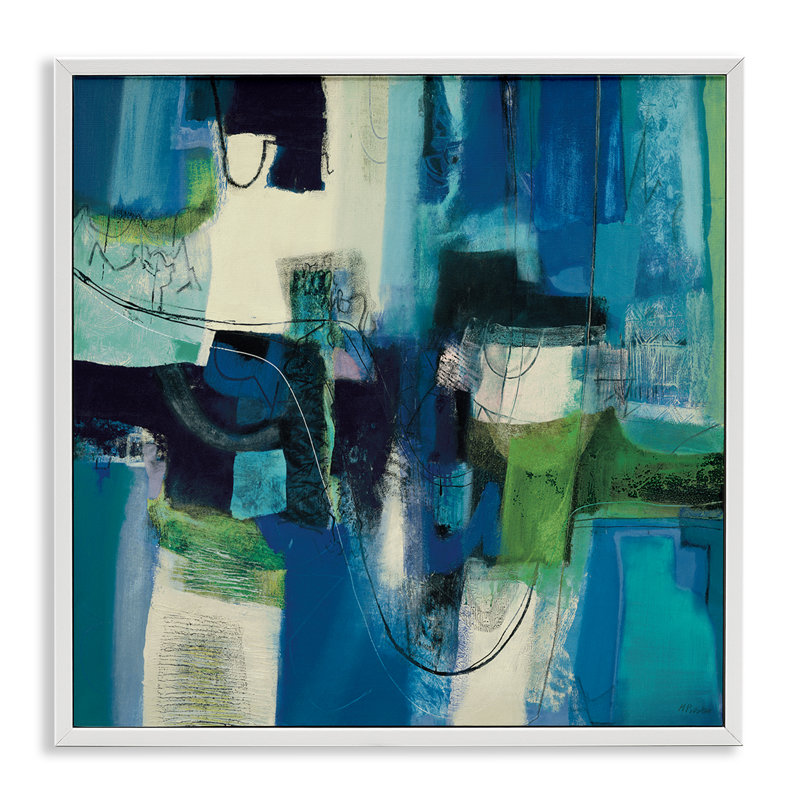 Abstract Essenza Composition Framed Giclee, design by Maurizio Piovan, 17" H x 17" W, Coastal White Framed Giclee