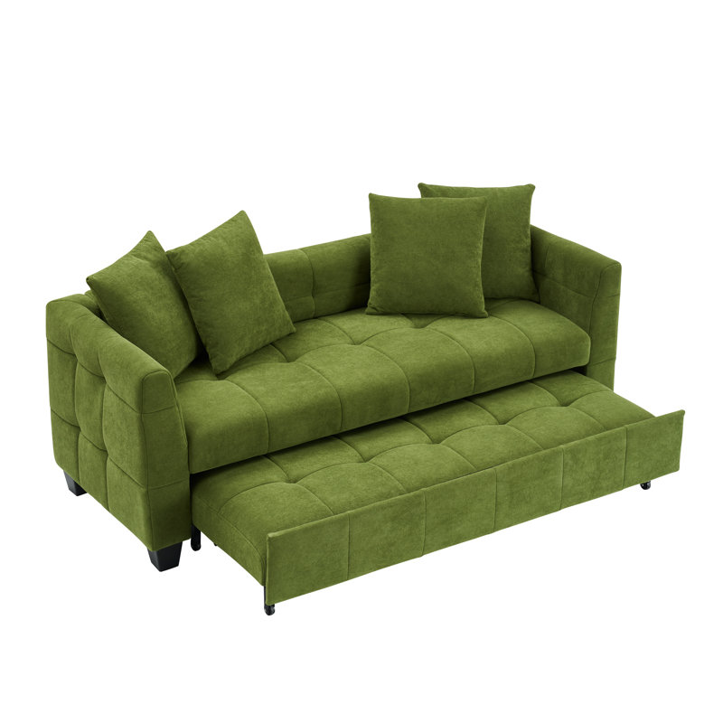 Lit escamotable minimaliste avec velours de nuage et rembourrage confortable à base solide, Vert