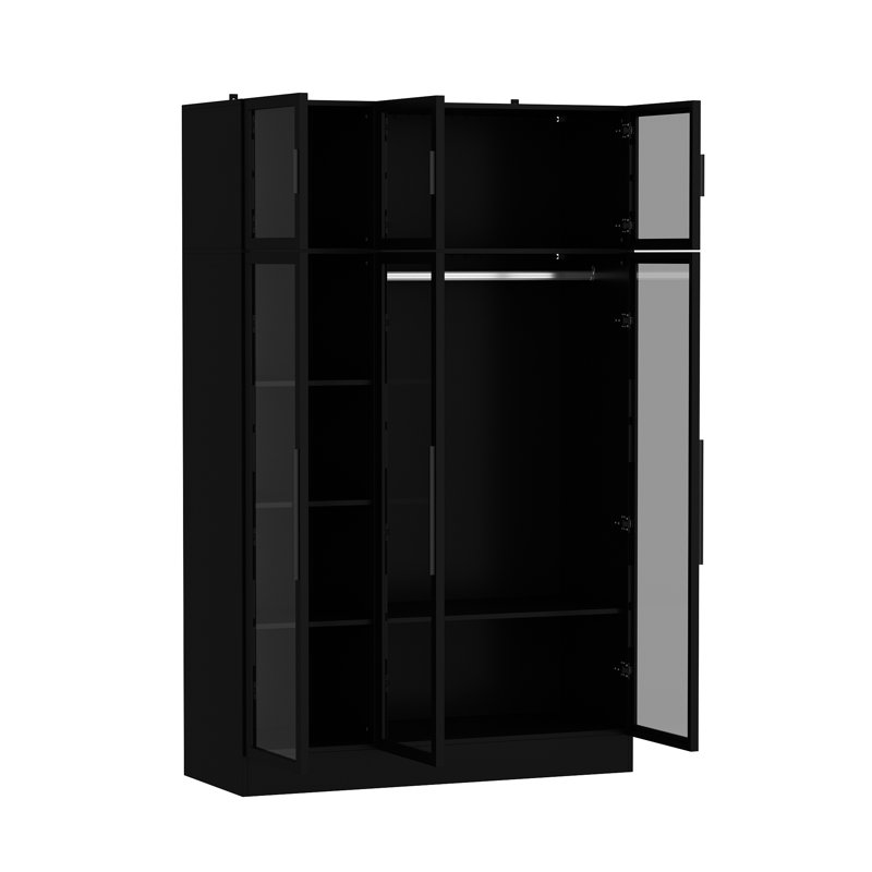 Armoire 6 portes avec éclairage intégré Brienne, Noir