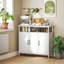 Kitchen Sideboard, Rectangular Buffet Table with Open Shelf, 2 Cabinets, Adjustable Shelves for Living Room, Dining Room, White