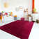 Solid Colour Machine Woven Polyester Area Rug in Red