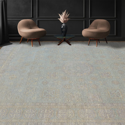Wool Oriental Area Rug in Gray