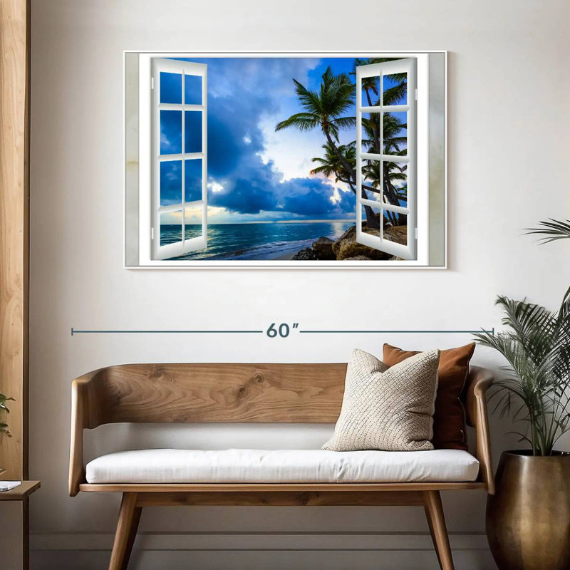 Fenêtre sur le Yordanov, 46 po x 31 po, Cadre flottant blanc