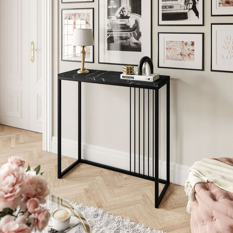 Heston Console Table, 80cm H x 80cm W x 30cm D, Black, Black