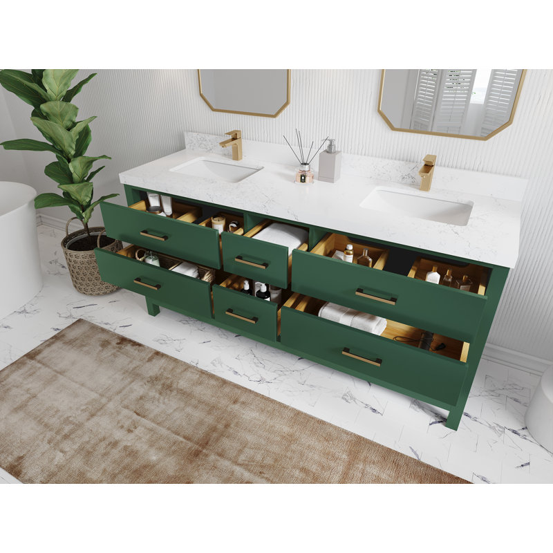 Parker 72'' Double Bathroom Vanity with Top, Calacatta Laza