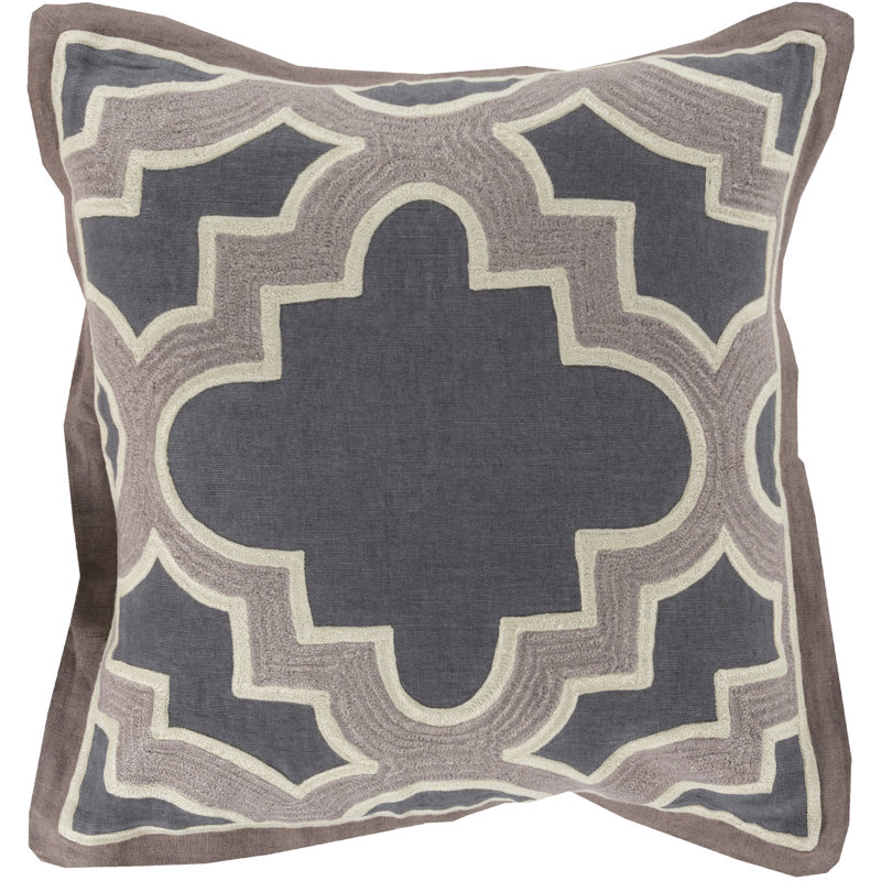 Geometric Cotton Pillow Cover, 18" H x 18" W x 0.25" D, Blue\Brown