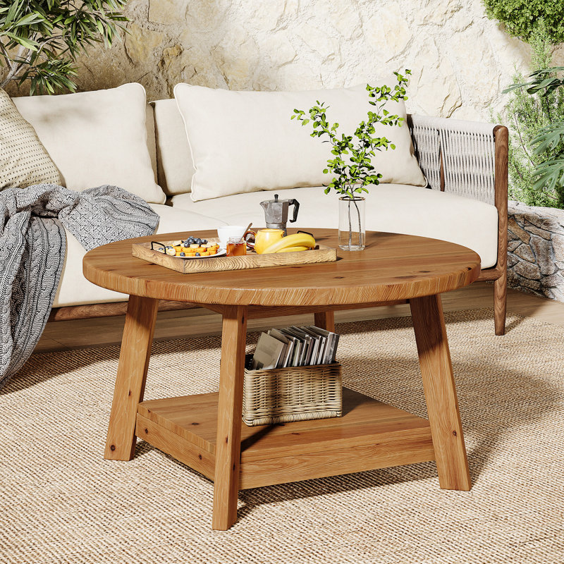 Solid Wood Four Leg Coffee Table with Storage