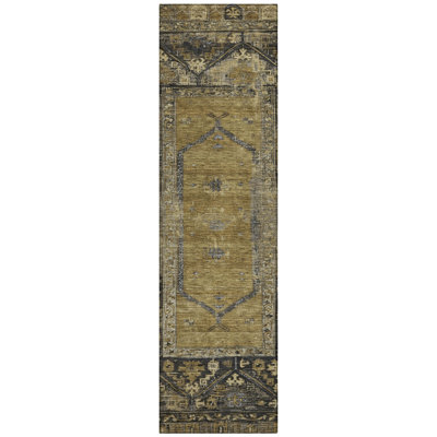 Machine Washable Indoor/Outdoor Xhevrie Brown Rug