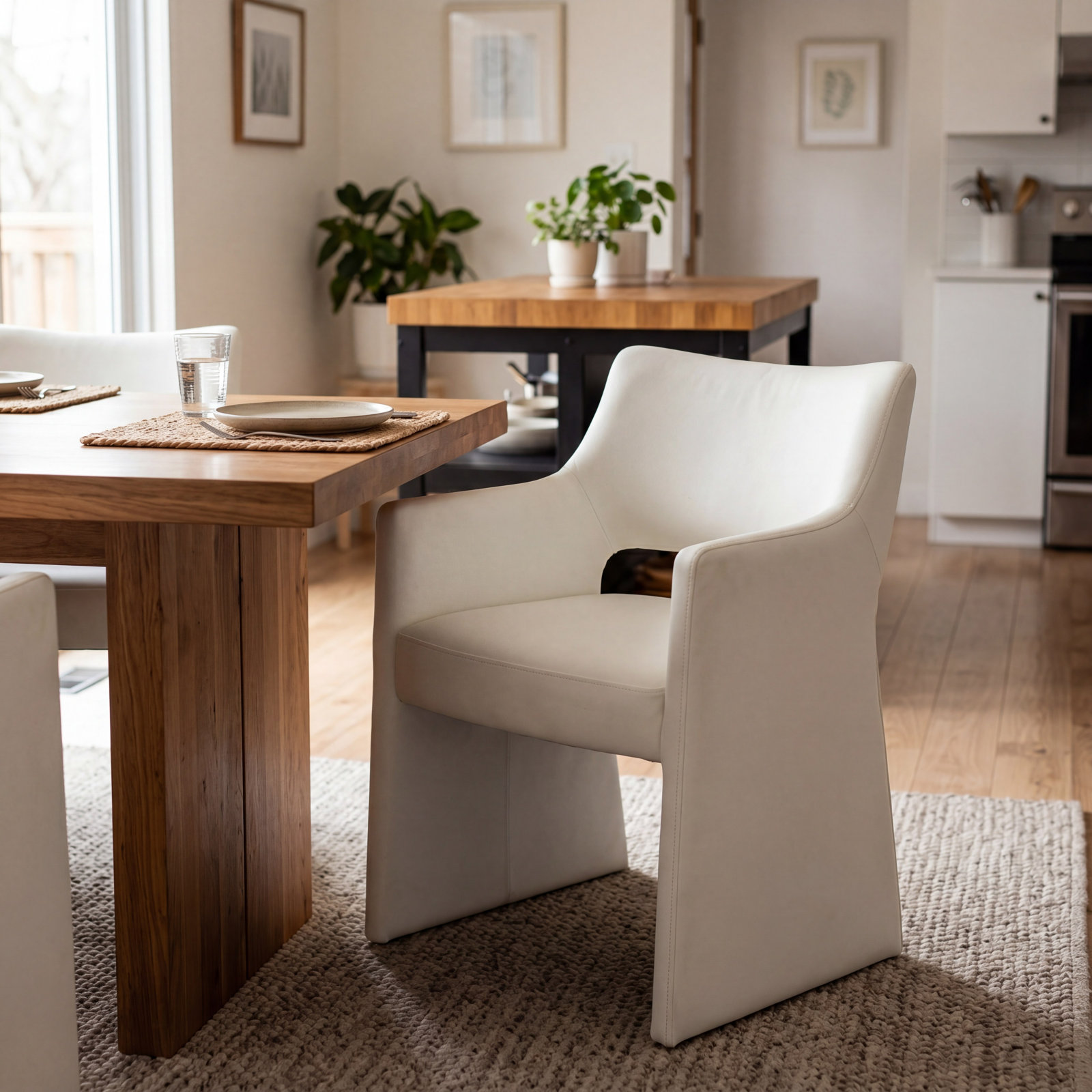 Camillo Velvet Dining Armchair, Cream