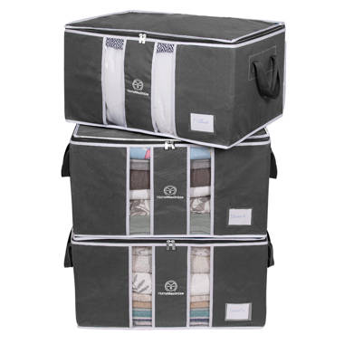 Clothes Transparent Storage Box Clothing Bag Wardrobe Folding Sorting Box Dormitory Cabinet Storage Box Basket Rebrilliant Size: 15.74 H x 19.68 W x