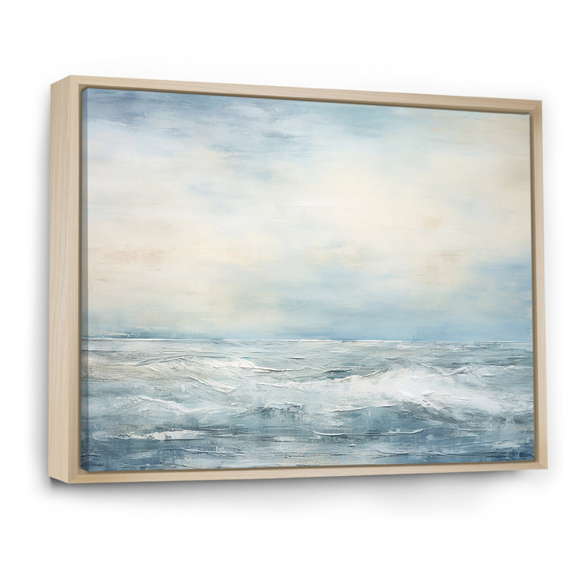 Poarch - art mural océan côtier, H 30 po x l 40 po x P 1,5 po, Cadre naturel flottant