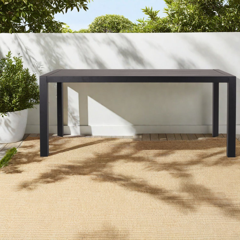 Tables de patio modernes, salle à manger en aluminium noir de 70 pouces pour les réceptions en plein air