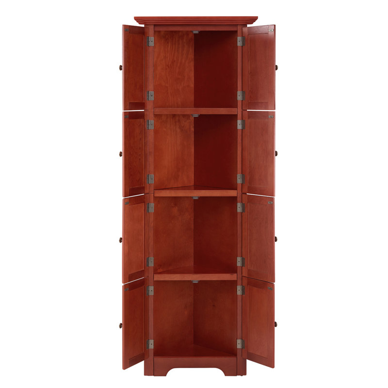 4-Tier 72" Corner Kitchen Pantry Storage Cabinet With 8 Doors Tall Storage Cabinet, Corner Cabinet And Shelves, Home Farmhouse Bookshelf Cabinet For Bathroom, Living Room, Kitchen