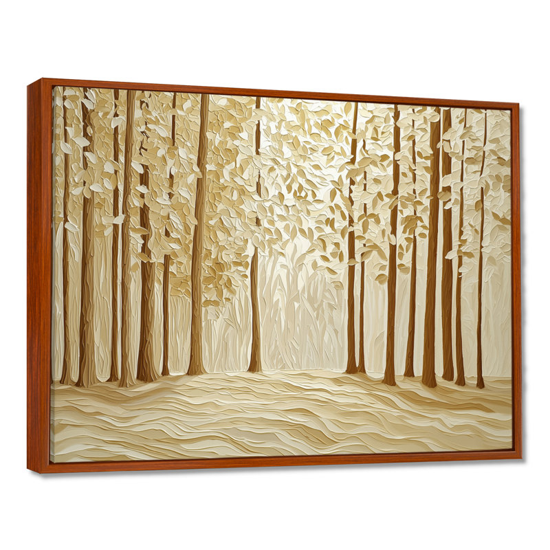 «Golden Brown Forest Landscape III», art mural paysage forestier, H 34 po x l 44 po, Reproduction avec cadre flottant, Brun
