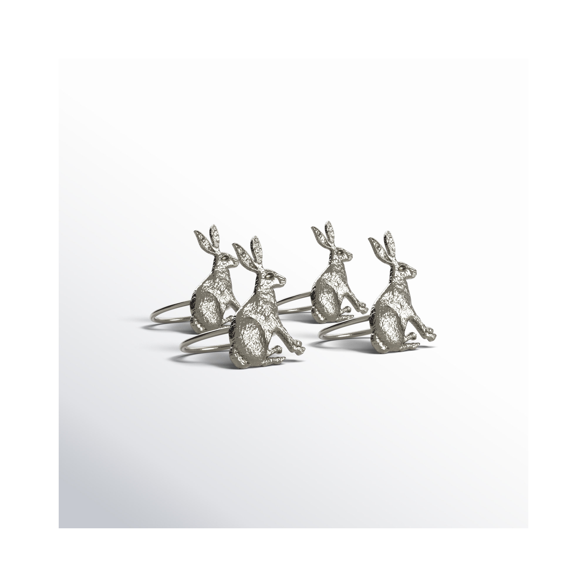 Silver Rabbit Napkin Rings, Silver