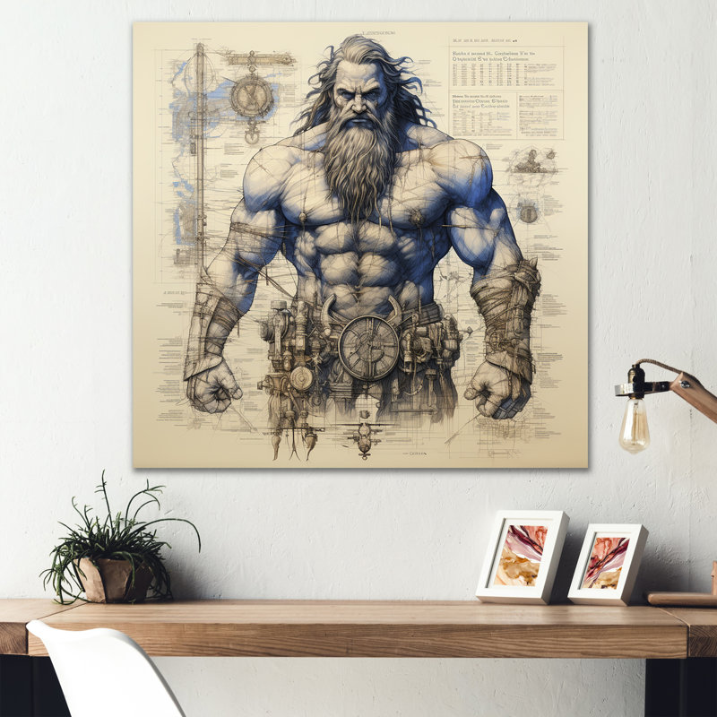«Blue Giant Titan Blueprints II - Giants», art mural en métal, H 16 po x l 16 po x P 1 po