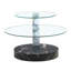 table basse autocollante double couche, table ronde moderne à deux niveaux, plateau de table en verre et pieds en bois aggloméré-1036870254