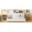 Lit de jour en bois avec 3 tiroirs de rangement, tableau souple supérieur, tablette et ensemble de prises et ports USB