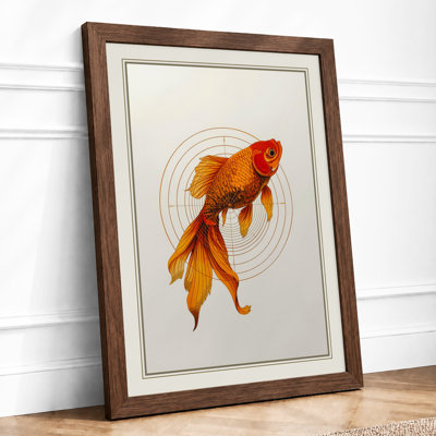Goldfish in Ripples Japandi - Framed Print