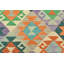 Tapis vert / bleu / mauve en laine noué à la main de conception unique 4 pi 1 po x 5 pi 11 po