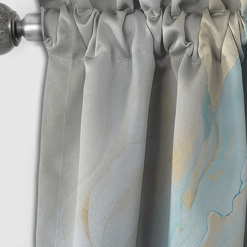 Sarcelle et or, charme de glacier, art liquide - rideau occultant glacier - 1 panneau, L 52 po x L 84 po
