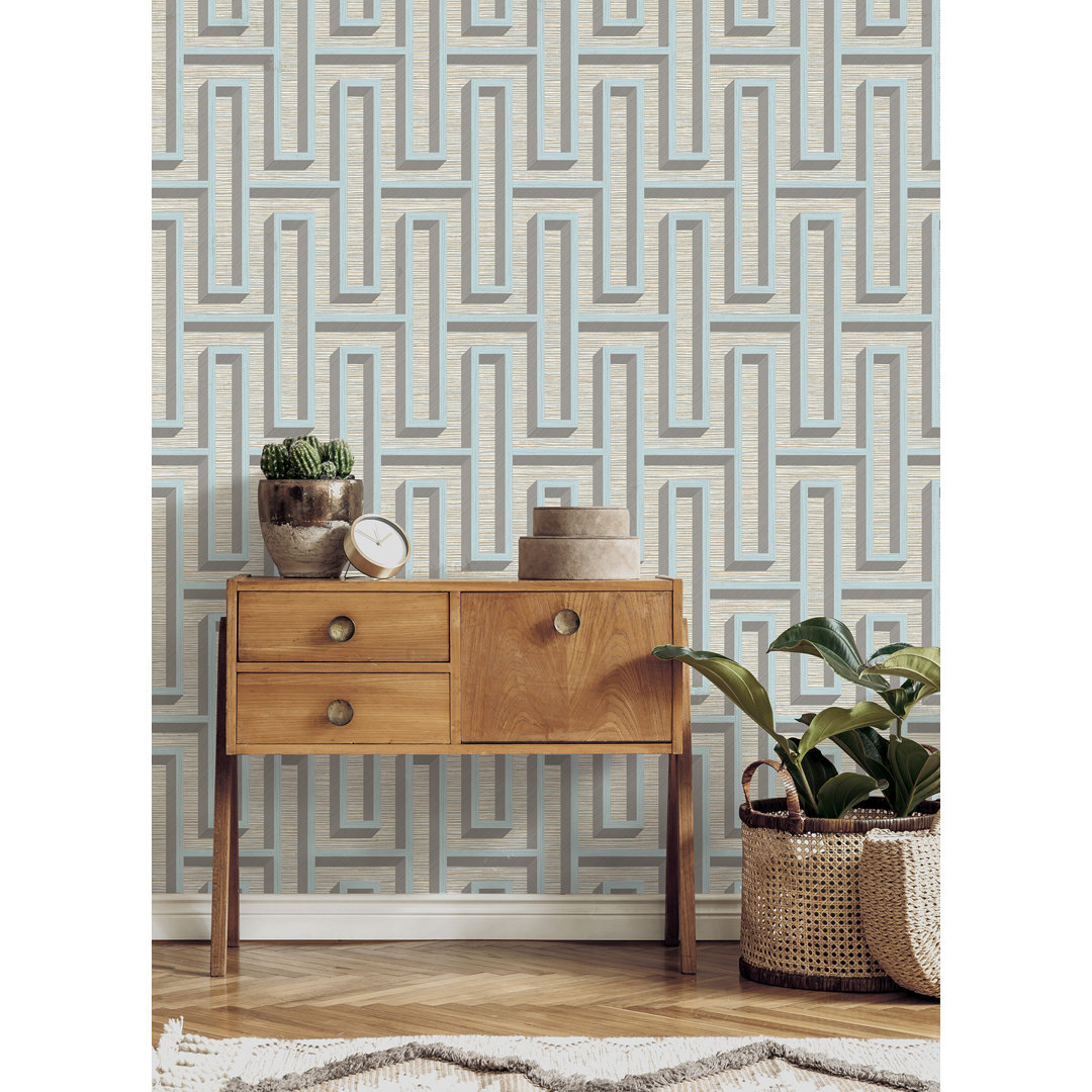 Henley Geometric Grasscloth Wallpaper Orren Ellis 