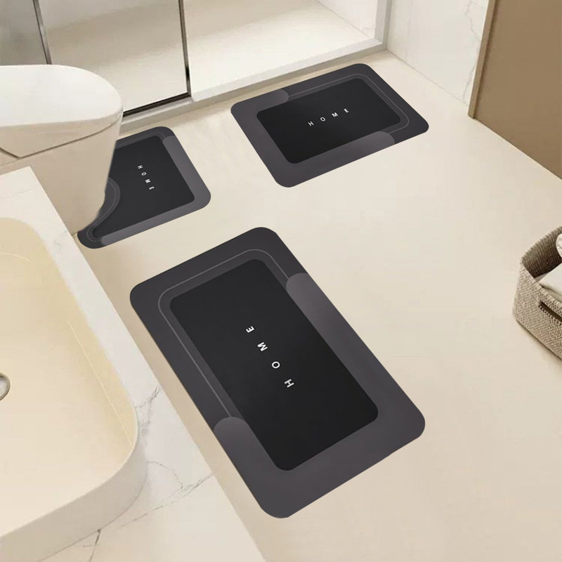 Ensemble de tapis de salle de bain 3 pièces, Noir