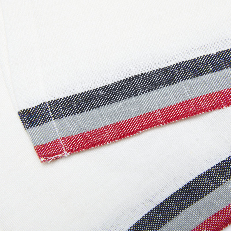 Camryn Striped Square Napkin, White/Red/Gray/Black