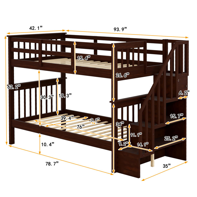 Lit superposé simple au-dessus de simple Judine Kids, Espresso