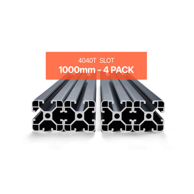 Profilé en aluminium extrudé 4040 à rainure en T de 1 000 mm (39,4 po), rail linéaire anodisé conforme aux normes européennes, rail en aluminium extrudé haute résistance pour imprimante 3D, usinage CNC, gravure laser, noir