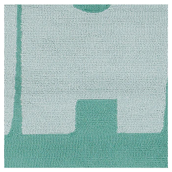 Rotz Geometric Hand Hooked Aqua Area Rug