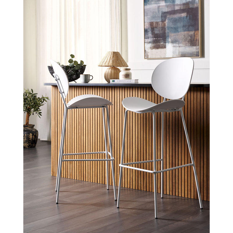 Shonto Counter Stool with Metal Frame, White