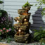 Dories Handcrafted Outdoor Weather Resistant Floor Fountain with Lights