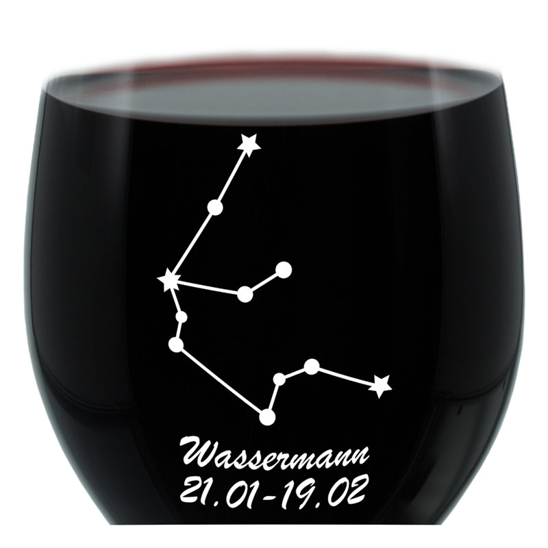 Aquarius Constellation Engraved Wine Glass