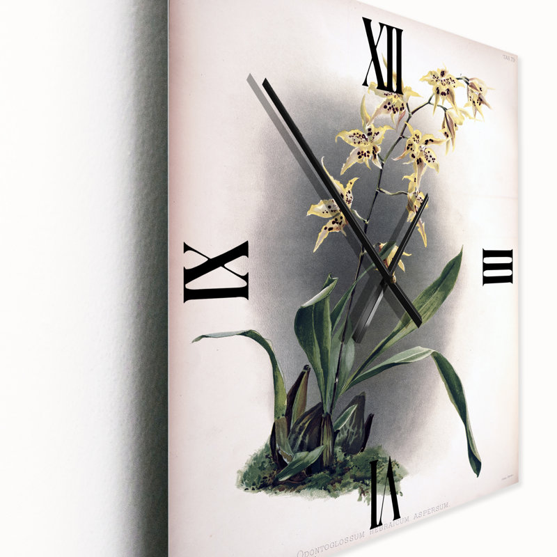 Orchidée rétro - horloge murale traditionnelle, Petit