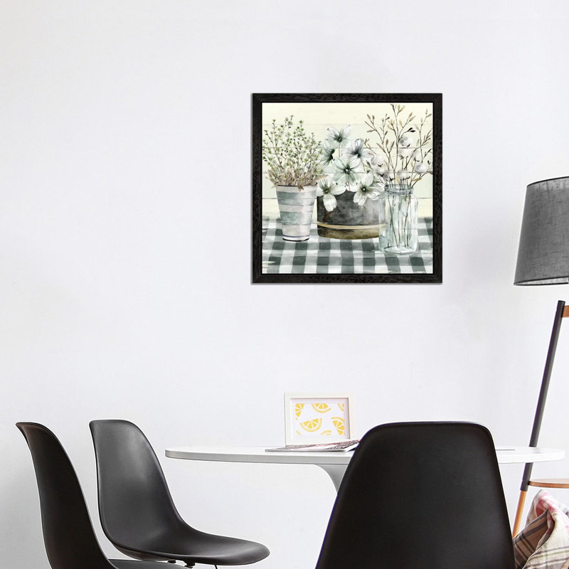 Spring Gingham II by Carol Robinson - Floater Frame Painting on Canvas, Black, 66.04 cm H x 66.04 cm W