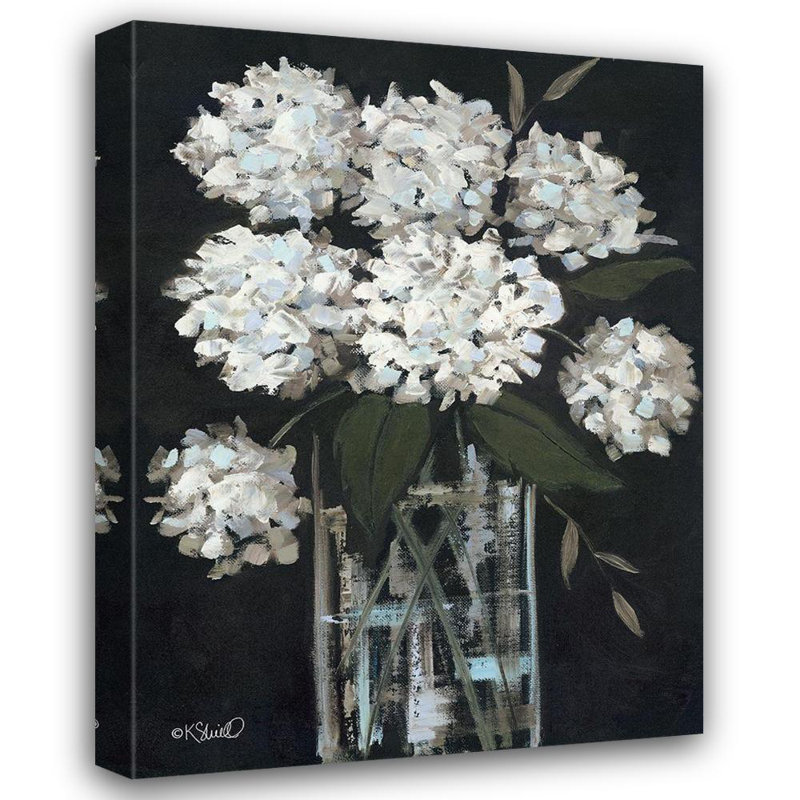 «Red Barrel Studio® Sherrill», galerie d'art sur toile tendue par Kate, White Hydrangeas I, H 24 po x l 19 po