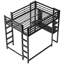Lit mezzanine double en métal avec bureau et rangement pour les adolescents - noir, 78,07 po de profondeur, 57,58 largeur, 70,85 hauteur, 115,1 lb, conception stable, intégré, garde-corps, lattes, tablettes triangulaires, fiable
