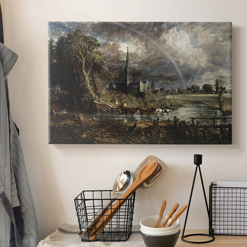 Cathédrale de Salisbury vue des prés-John Constable-Toile tendue avec châssis-1831, 8 x 12