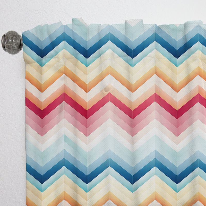 Motif à chevrons rétro Mid-Century - Rideau à chevrons - Rideau à chevrons obscurcissant - 1 panneaux, L 52 po x L 84 po