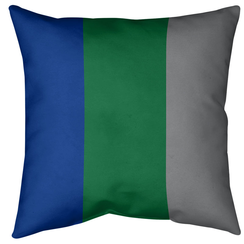  Indoor/Outdoor Throw Pillow, 16" x 16", Blue/Green/White